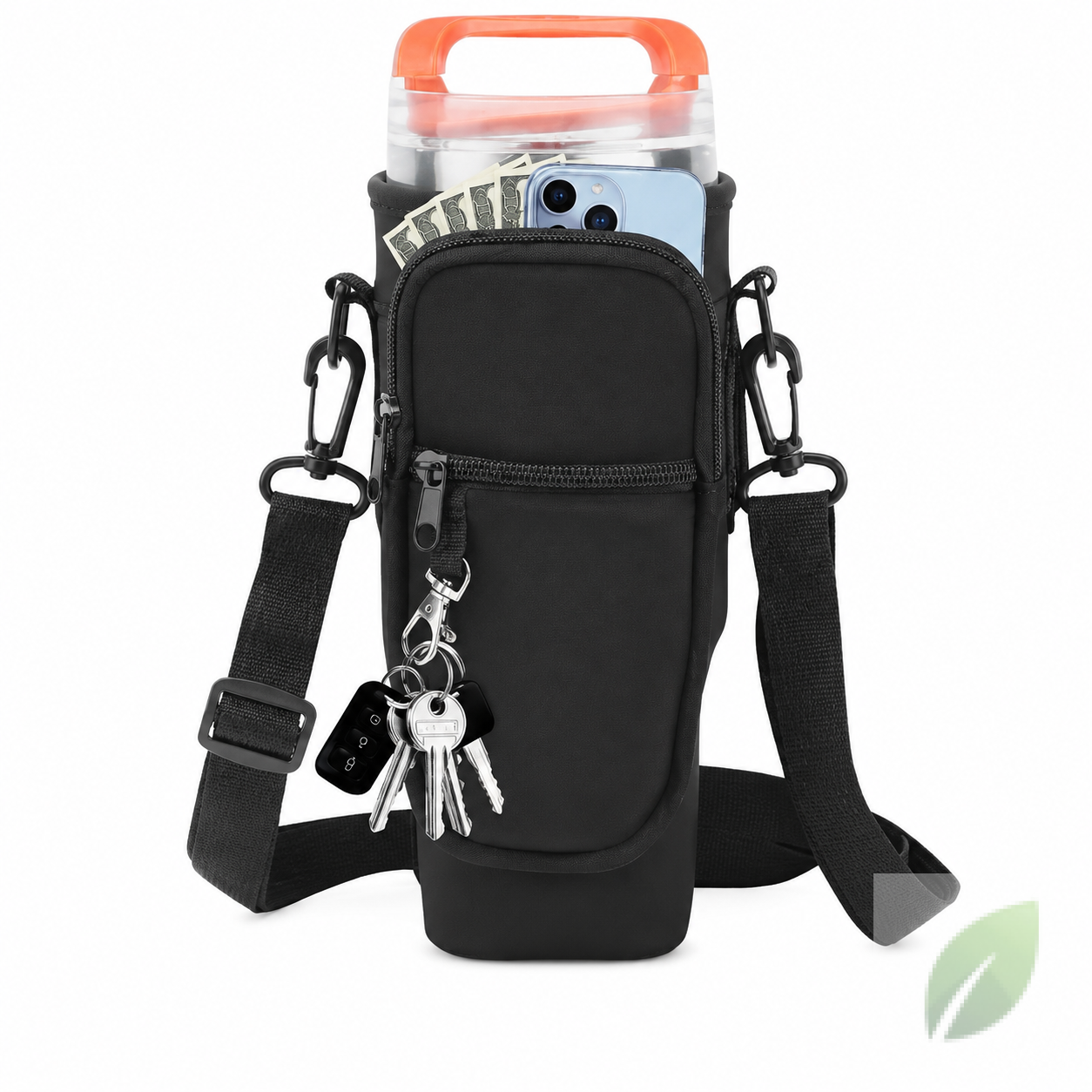 Soporte Porta Vaso Stanley 40 oz con Correa y Bolsillo para Celular - Negro